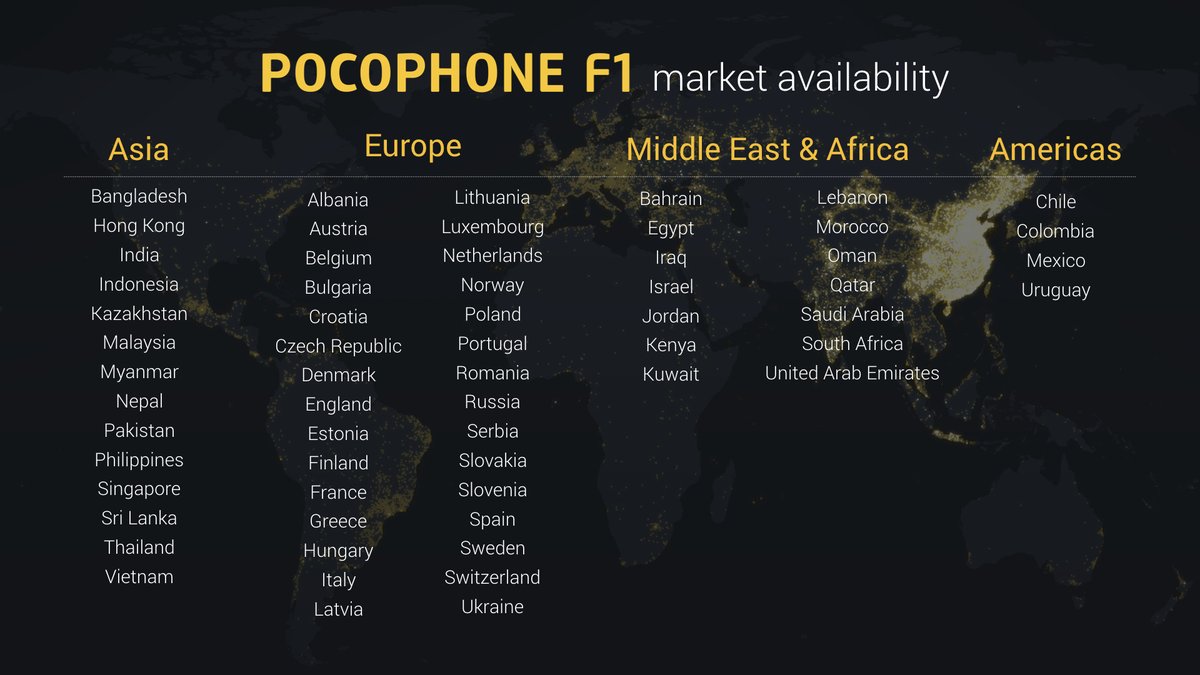 Daftar Negara yang Menjual Smartphone Pocophone F1