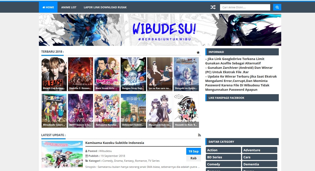 Kumpulan 15 Situs Download Anime Populer Terbaik Gratis Subtitle Indonesia