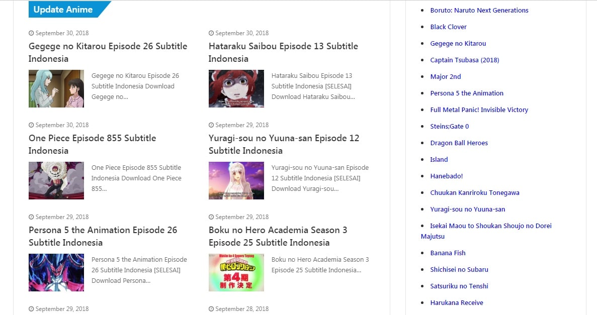 Kumpulan 15 Situs Download Anime Populer Terbaik Gratis Subtitle Indonesia